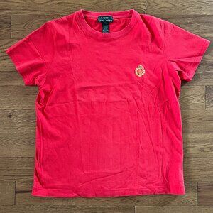 Lauren Ralph Lauren Red Crest Logo Tee Sz S | Classic Preppy Cotton Top